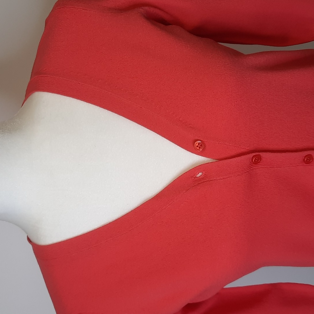 Ann Taylor Coral V-Neck Button Front 3/4 Sleeve Cardigan, Size XS - Picture 2 of 6